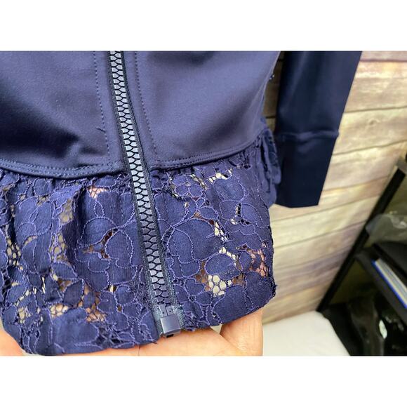 $188 KATE SPADE New York Womens Small Eyelet JACKET Zip NAVY BLUE Stretch - Picture 7 of 12